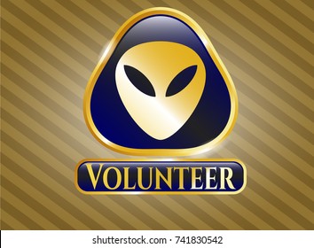  Golden emblem with alien icon and Volunteer text inside