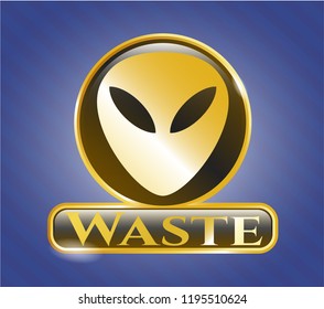  Golden emblem with alien icon and Waste text inside