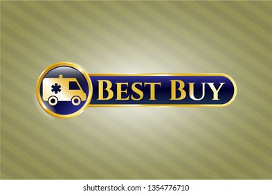  Golden emblem with ambulance icon and Best Buy text inside