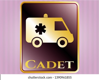  Golden emblem with ambulance icon and Cadet text inside