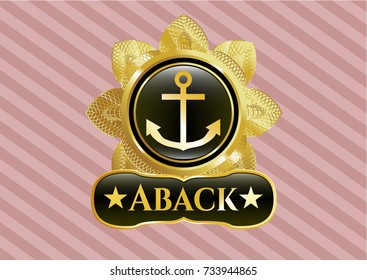  Golden emblem with anchor icon and Aback text inside