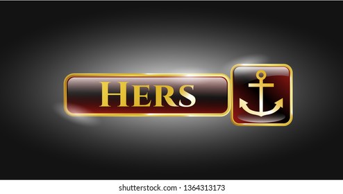  Golden emblem with anchor icon and Hers text inside