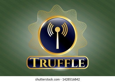  Golden emblem with antenna signal icon and Truffle text inside