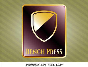   Golden emblem with armor icon and Bench Press text inside