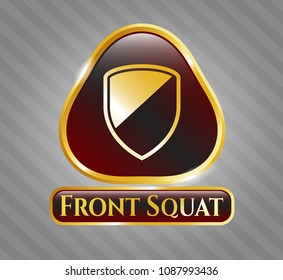  Golden emblem with armor icon and Front Squat text inside