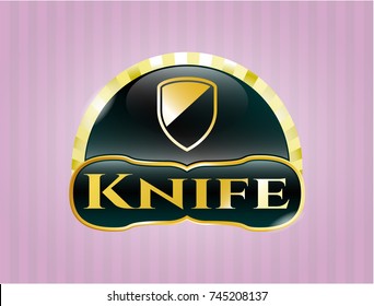  Golden emblem with armor icon and Knife text inside