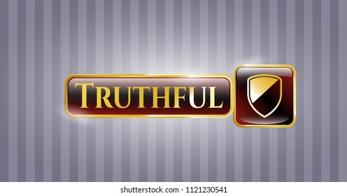  Golden emblem with armor icon and Truthful text inside