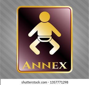  Golden emblem with baby icon and Annex text inside