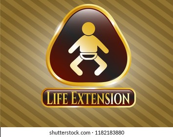  Golden emblem with baby icon and Life Extension text inside