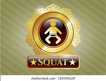  Golden emblem or badge with baby icon and Squat text inside