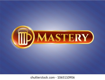   Golden emblem or badge with beer jar icon and Mastery text inside