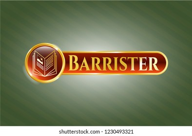  Golden emblem or badge with book icon and Barrister text inside