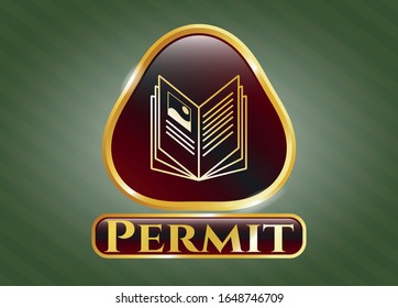  Golden emblem or badge with book icon and Permit text inside
