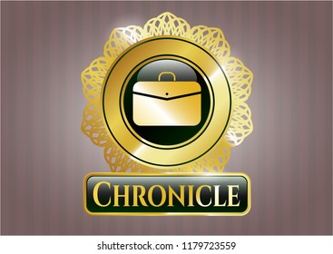  Golden emblem or badge with business briefcase icon and Chronicle text inside