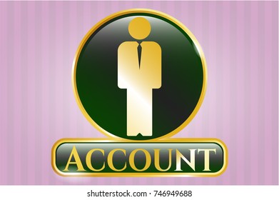  Golden emblem or badge with businessman icon and Account text inside