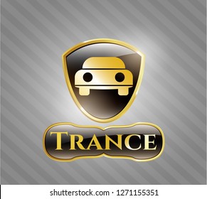  Golden emblem or badge with car seen from front icon and Trance text inside