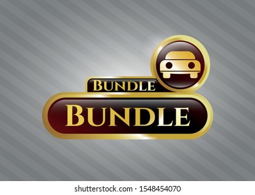  Golden emblem or badge with car seen from front icon and Bundle text inside