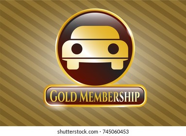  Golden emblem or badge with car seen from front icon and Gold Membership text inside