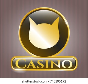  Golden emblem or badge with cat face icon and Casino text inside