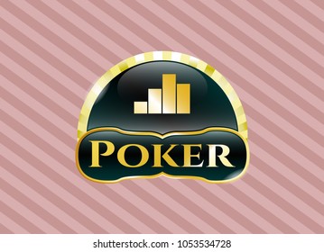  Golden emblem or badge with chart icon and Poker text inside