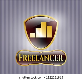  Golden emblem or badge with chart icon and Freelancer text inside