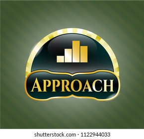  Golden emblem or badge with chart icon and Approach text inside