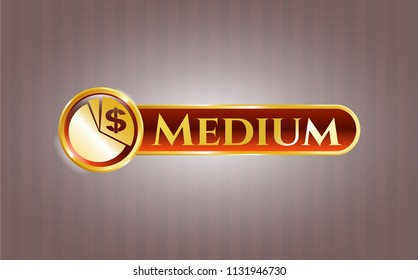  Golden emblem or badge with chart icon and Medium text inside