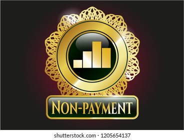  Golden emblem or badge with chart icon and Non-payment text inside