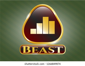  Golden emblem or badge with chart icon and Beast text inside