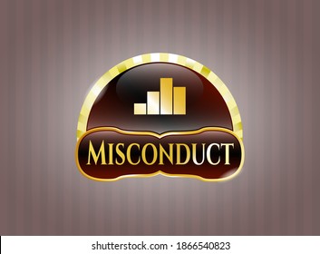 Golden emblem or badge with chart icon and Misconduct text inside