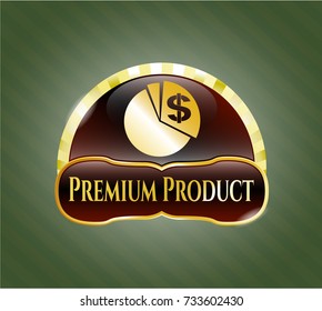  Golden emblem or badge with chart icon and Premium Product text inside
