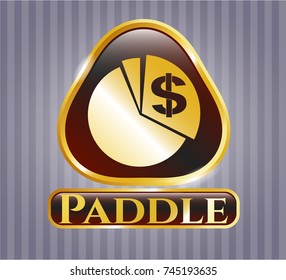  Golden emblem or badge with chart icon and Paddle text inside