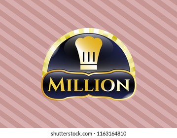  Golden emblem or badge with chef hat icon and Million text inside
