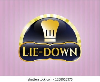  Golden emblem or badge with chef hat icon and Lie-down text inside