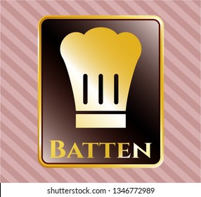  Golden emblem or badge with chef hat icon and Batten text inside