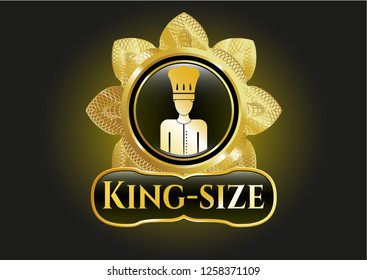  Golden emblem or badge with chef icon and King-size text inside