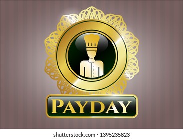  Golden emblem or badge with chef icon and Payday text inside