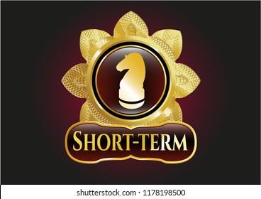  Golden emblem or badge with chess knight icon and Short-term text inside