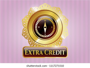 Golden emblem or badge with compass icon and Extra Credit text inside