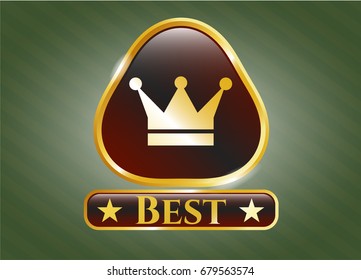  Golden emblem or badge with Crown icon and Best text inside