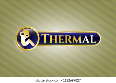  Golden emblem or badge with crunch icon and Thermal text inside