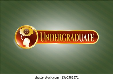  Golden emblem or badge with depression icon and Undergraduate text inside