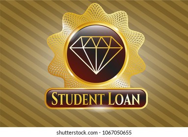  Golden emblem or badge with diamond icon and Student Loan text inside