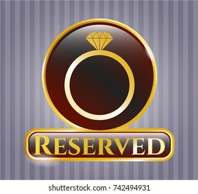  Golden emblem or badge with diamond ring icon and Reserved text inside