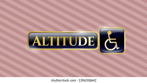  Golden emblem or badge with disabled (wheelchair) icon and Altitude text inside