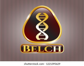  Golden emblem or badge with dna icon and Belch text inside