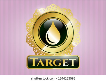  Golden emblem or badge with drop icon and Target text inside