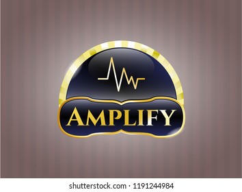  Golden emblem or badge with electrocardiogram icon and Amplify text inside