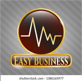  Golden emblem or badge with electrocardiogram icon and Easy Business text inside