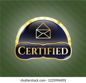 Golden emblem or badge with envelope icon and Certified text inside
